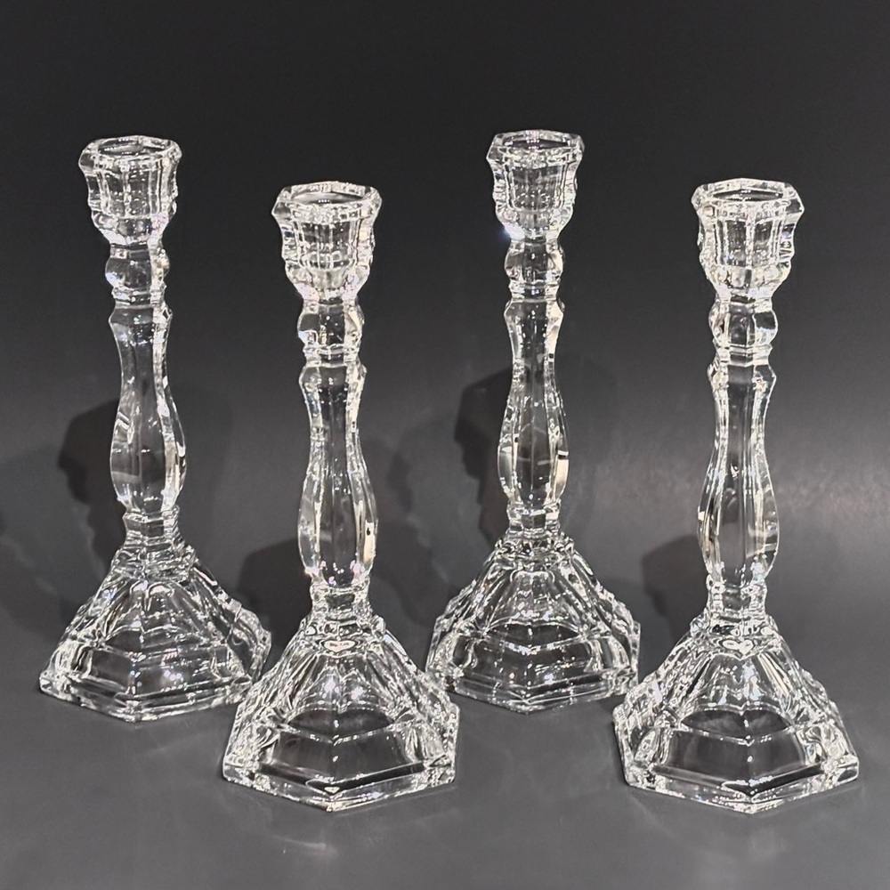 Set of 4 Tiffany & Co. Crystal Hampton Single Light Candlestick Holders 9" - Picture 3 of 12